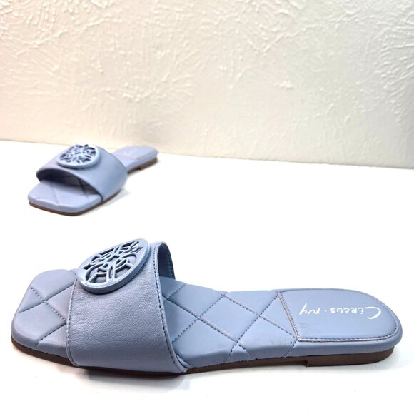 Sam Edelman Shoes - Sam Edelman Square Toe Slides Light Blue Slip On Dressy Flat Embellised Sandals